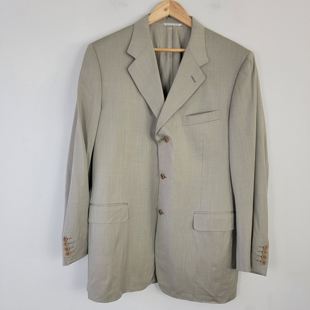 Canali James Sport Coat Blazer Pale Mens 54 Beige Jacket Pure Wool Notch Lapel